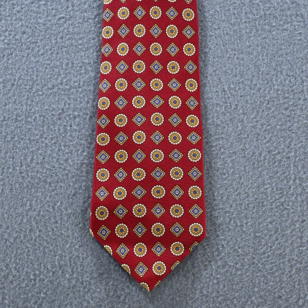 Gap Mens Premium 1969 Geometric Medallion Silk Tie OS Red Blue Vintage 90s USA
